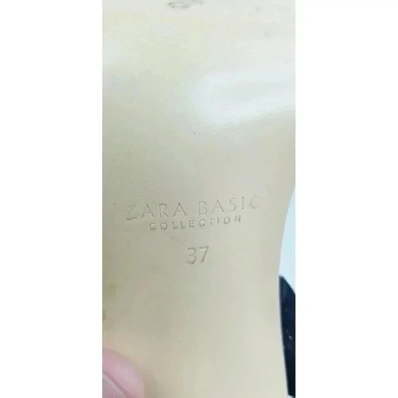 Zara Basic Collection Size 37 (US 6.5-7) Womens Black Suede Ankle Strap Open Toe - Picture 6 of 12